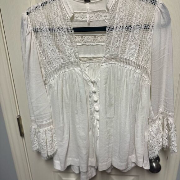 Free People Esme White Button-down Embroidered Blouse - Picture 3 of 3